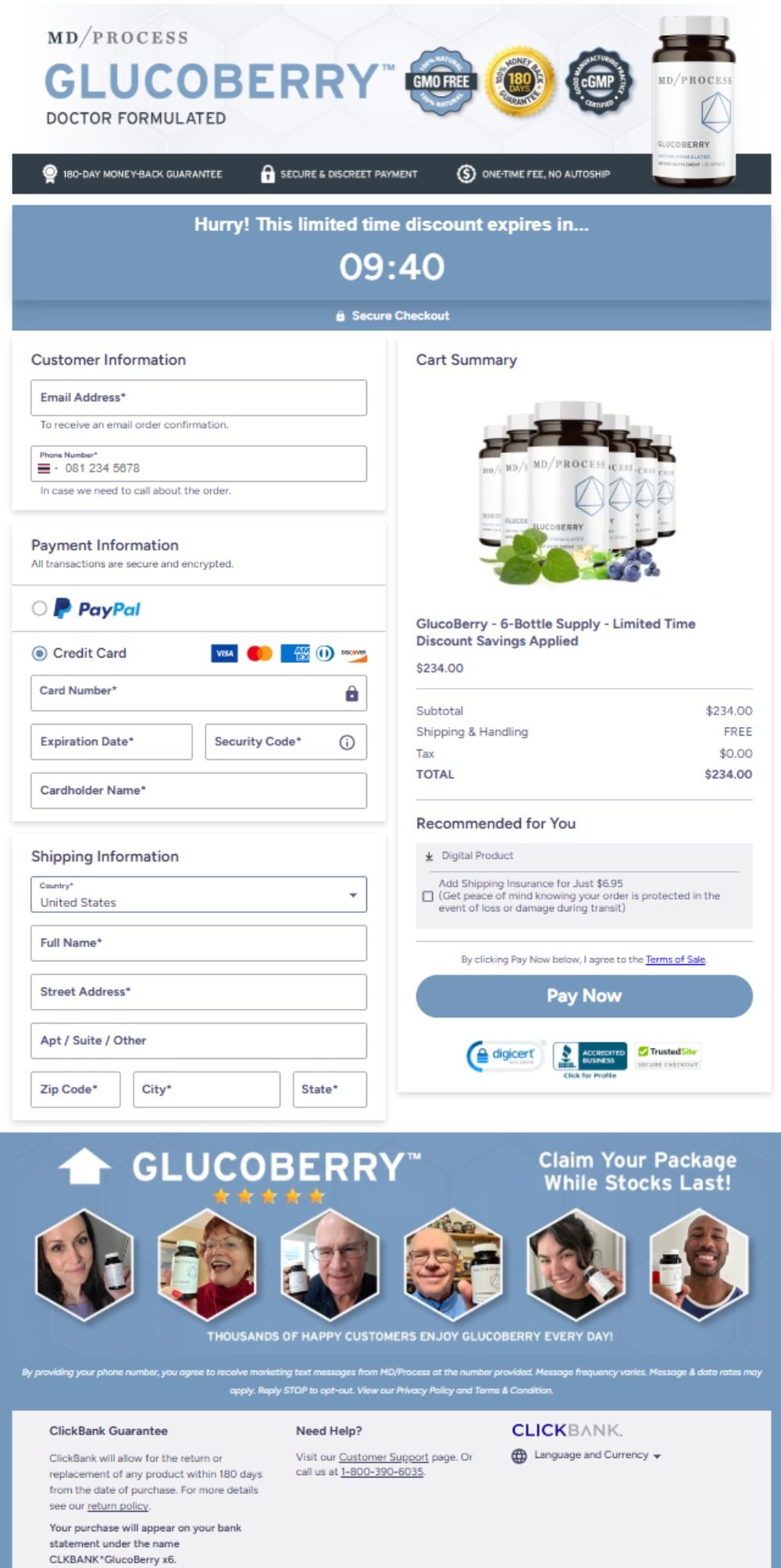 GlucoBerry Official Website Secure Order Page