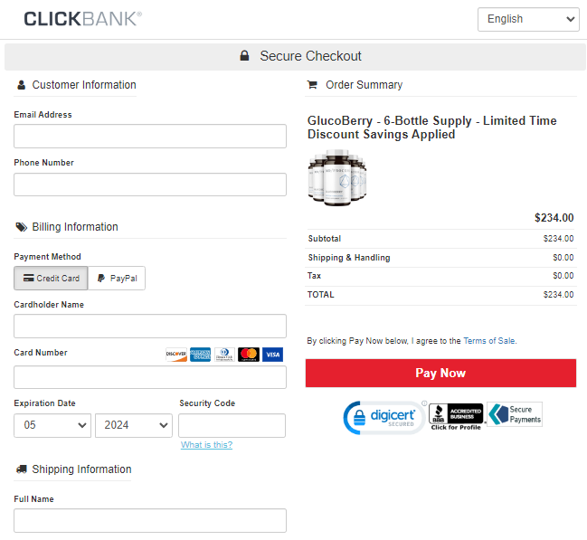 GlucoBerry Order Page